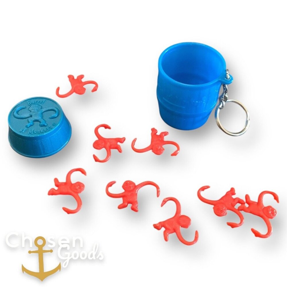 VTG Barrel of Monkeys Travel Game Keychain 1998 Key Ring Toy by Hasbro